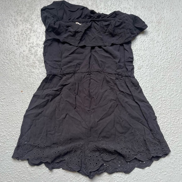 Mossimo Romper Strapless Ruffle Eyelet Black Casual Summer XS - Picture 5 of 5